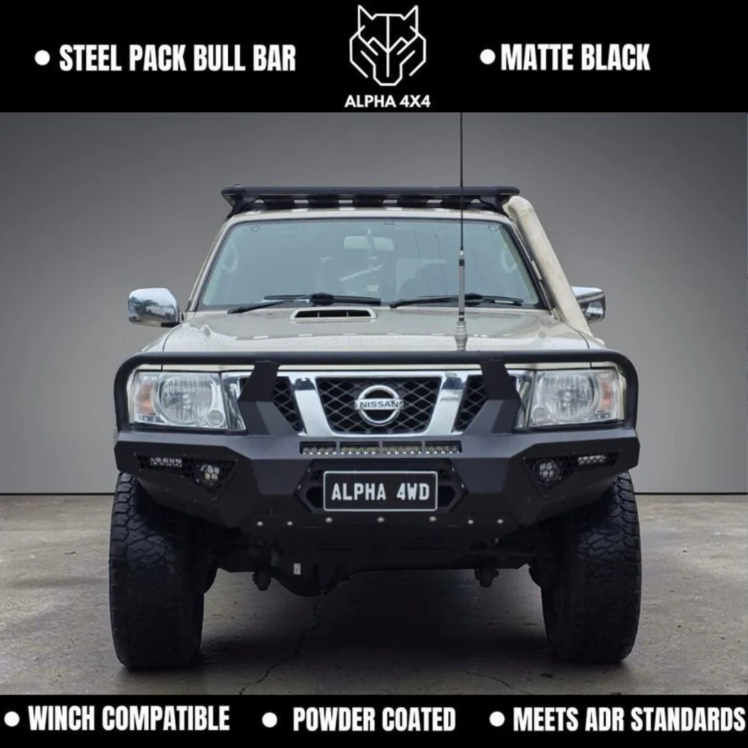 Alpha Pack Steel Bull Bar to suit Nissan GU Patrol Y61 S4 2005-2016